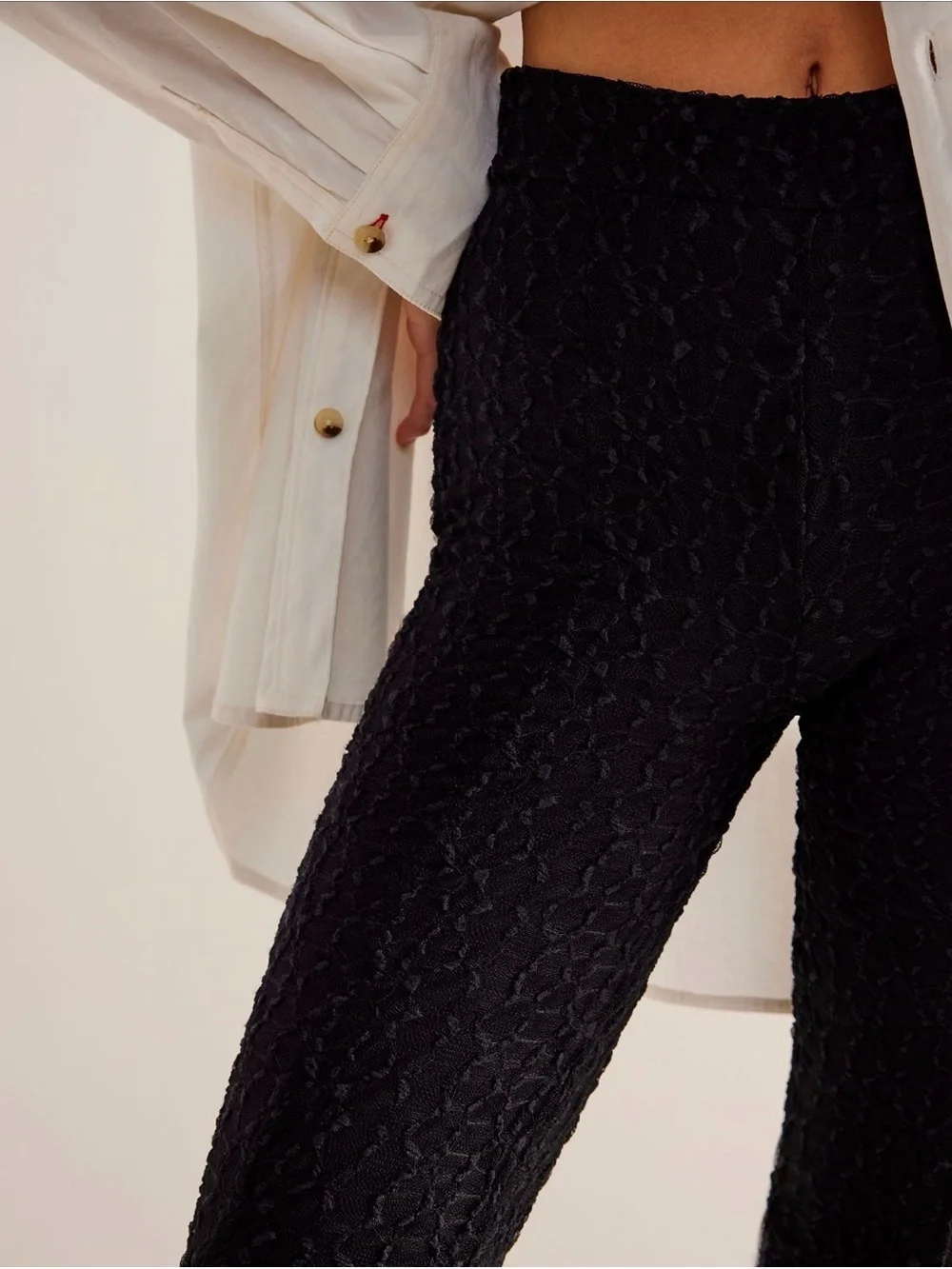 Free People Georgina Mesh Flared Pants Black Size small